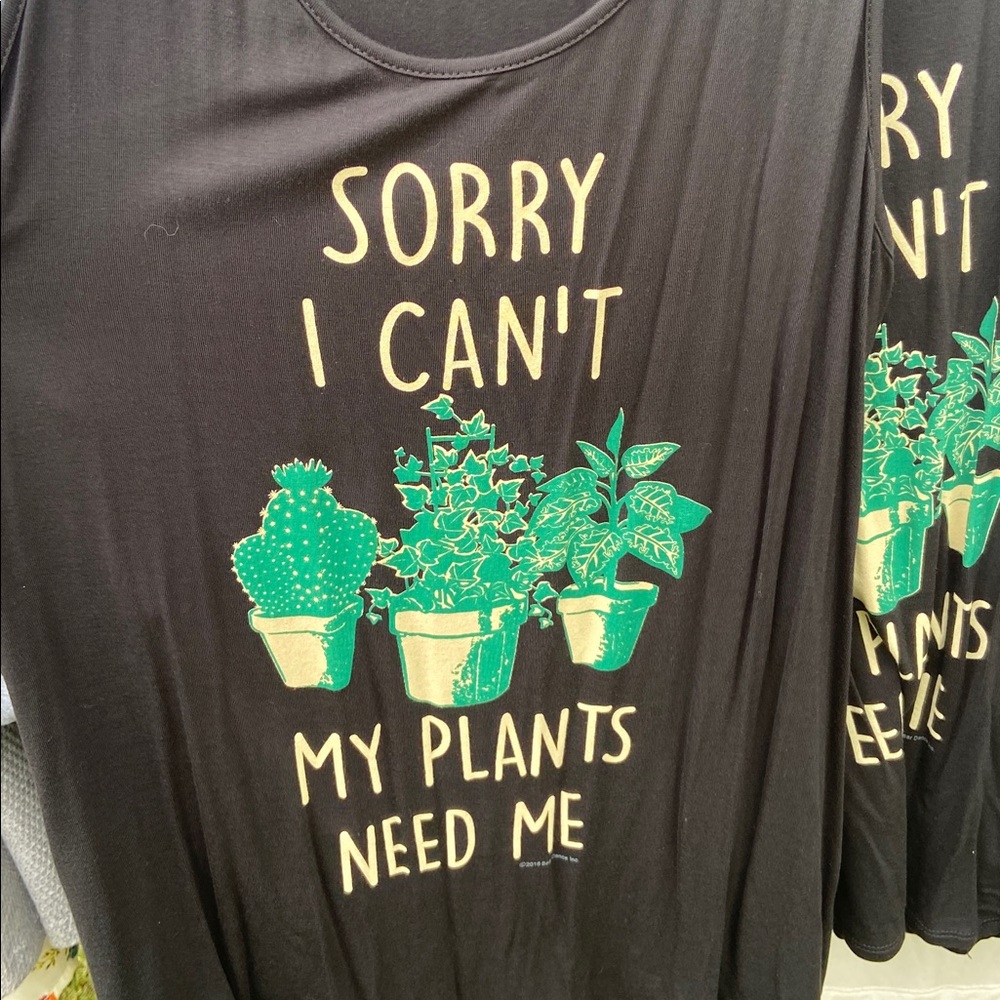 Black Graphic Tee with Plant Design